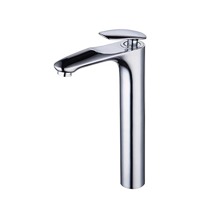 Bathroom Faucet for Vessel Sinks,Single Handle Single Hole Tall Spout Lead Free Brass Faucet,Chrome