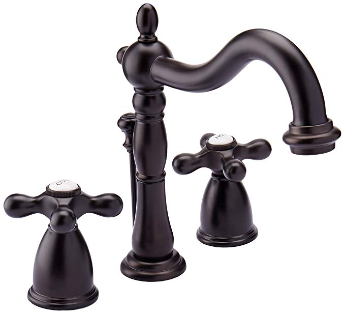 Kingston Brass KB1975AX Heritage Widespread Lavatory Faucet with Metal Cross Handle, Oil Rubbed Bronze