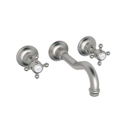 Rohl A1477XMSTN-2 1007/8Ib A1477Xm-2 Acqui Wall Mounted Bathroom Faucet with Metal Cross Handles, Satin Nickel