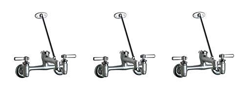 Chicago Faucets 897-RCF Wall Mount Adjustable Center Service Sink Faucet, Rough Chrome (3-(Pack))