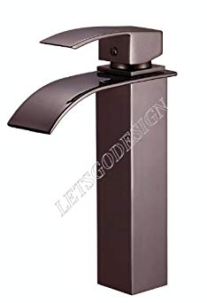 AquaOne Contemporary Tall Single Handle Square Waterfall Style Bathroom Lavatory Vessel Sink Faucet - ORB