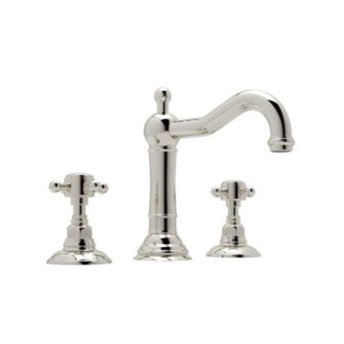 Rohl A1409XMPN-2 Country Bath Low Lead Widespread Bathroom Faucet with Metal Cross Handles and Pop-Up Drain, Polished Nickel