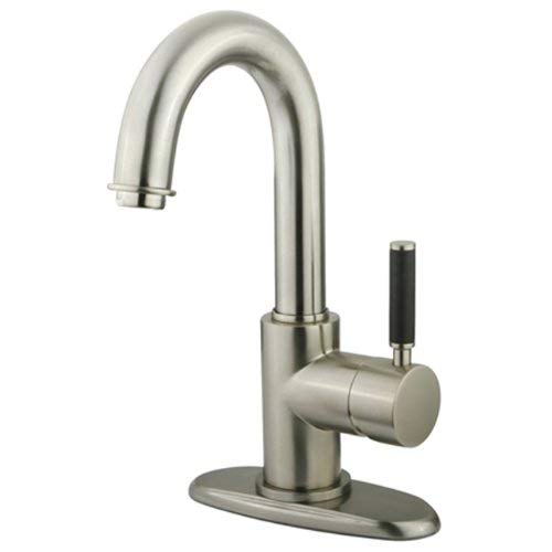 Kingston Brass FS8438DKL Kaiser 4-Inch Center Single Handle Lavatory Faucet with Push-up Drain, Satin Nickel