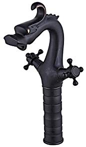 Tall Dragon Shape Oil Rubbed Bronze Bathroom Centerset Sink Faucet Dual Handles Mixer Tap (Tall, Oil Rubbed Bronze)