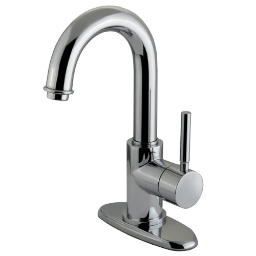 Kingston Brass KS8431DL Concord Lavatory Faucet with Push Up Pop-Up and Plate, 5-3/8