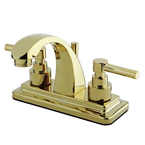 Kingston Brass KS4642EL Elinvar 4-Inch Twin Lever Handle Centerset Lavatory Faucet, Polished Brass