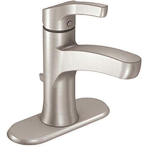 Moen L84733SRN Single Handle Single Hole Bathroom Faucet from the Danika Collection, Spot Resist Brushed Nickel