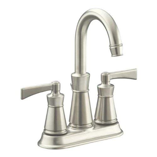 Kohler K-11075-4 Archer Centerset Bathroom Faucet - Free Metal Pop-Up Drain Asse, Brushed Nickel