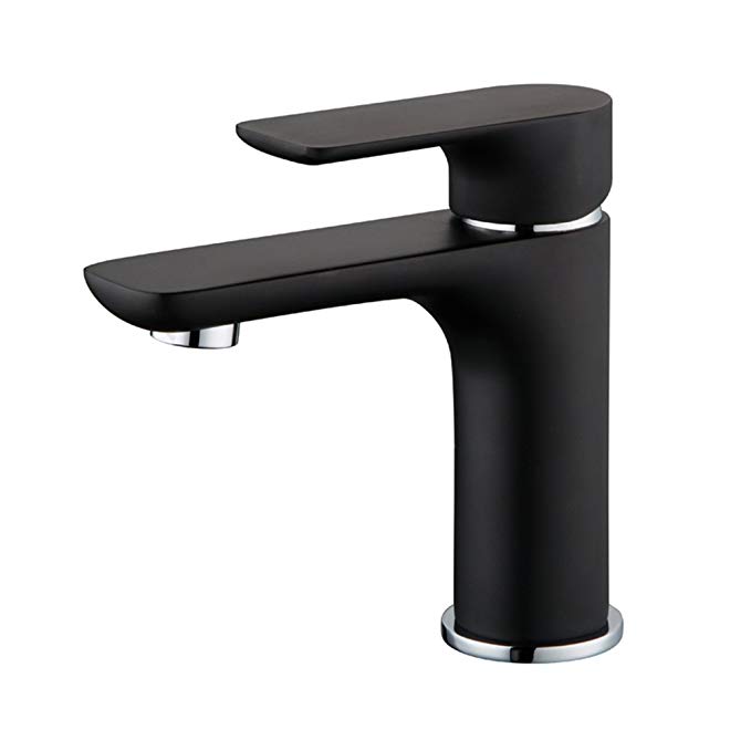 Sumin Home SC3047B Modern Single Hole Single Handle Bathroom Sink Faucet, Black