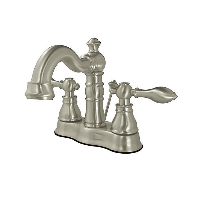 Kingston Brass FS1608ACL 4-Inch Centerset Two Lever Handle Lavatory Faucet with Retail Pop-Up, Satin Nickel