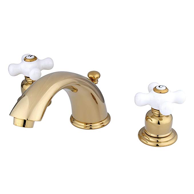 Kingston Brass KB962PX Victorian Widespread Bathroom Faucet with ABS Pop-Up Drain, Polished Brass