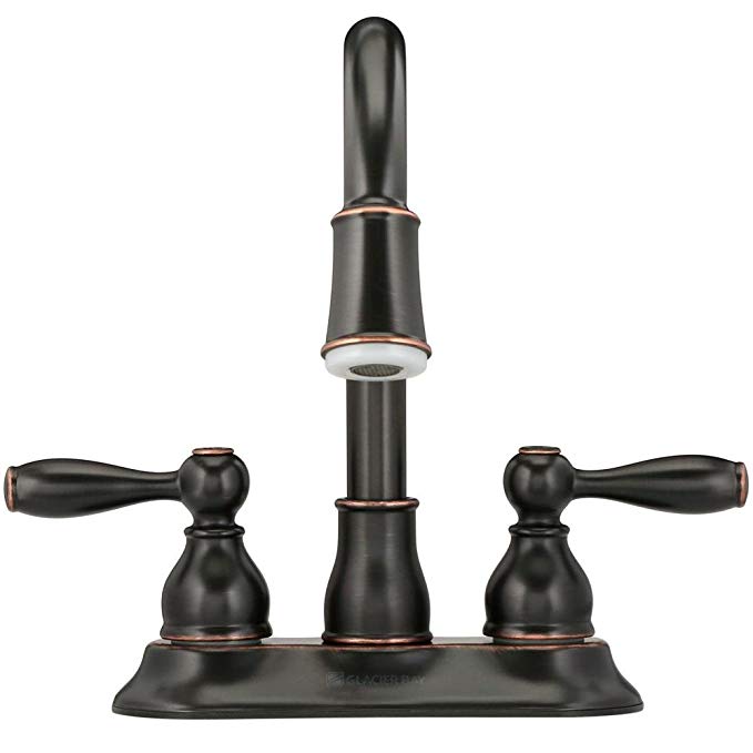 Glacier Bay Mandouri 4 in. Centerset 2-Handle LED High-Arc Bathroom Faucet in Bronze