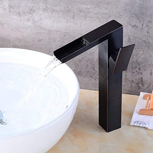 Homili Modern Bathroom Vessel Sink Faucet Waterfall Basin Tap Single Handle (Antique black)