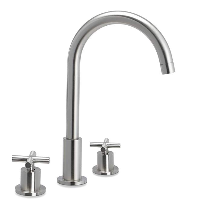 Fryotuc Sink Faucet Brushed Nickel Two Cross Handle Bathroom Lavatory Faucet 8 Inch Widespread Three Hole