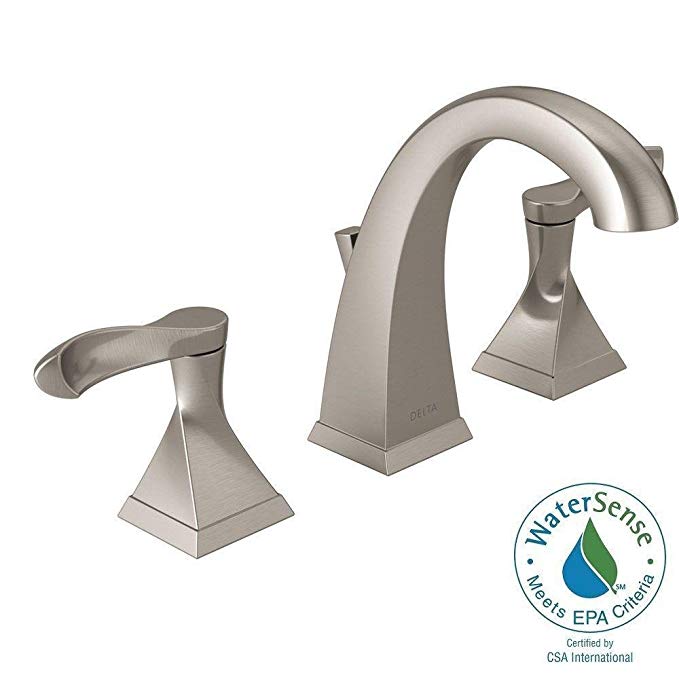 Delta Everly 8 in. Widespread 2-Handle Bathroom Faucet with Metal Drain Assembly in SpotShield Brushed Nickel