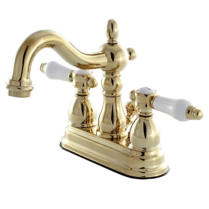 Kingston Brass KB1602BPL Bel Air 4 inch Centerset Lavatory Faucet with Retail Pop-Up, 4-3/4 inch In Spout Reach, Polished Brass