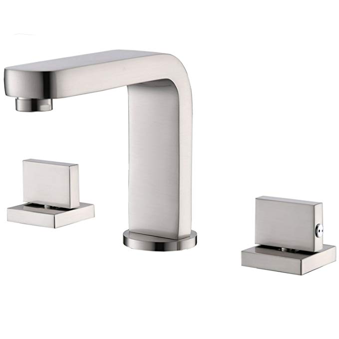 Hotis Widespread Brushed Nickel Two Handle Three Hole Vanity Bathroom Sink Faucet,Vessel Bathroom Faucet With Hoses