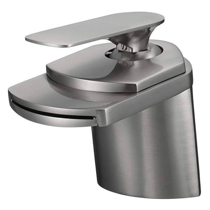 Mondria Contemporary Bathroom Sink Faucet in Brushed Nickel for Single-Hole Setups (Short-Neck)