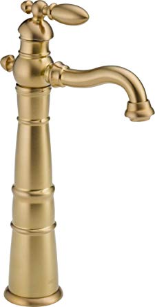 Delta Faucet 755LF-CZ Less Pop-Up Victorian Single Handle Centerset Bathroom Faucet with Riser, Champagne Bronze