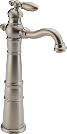 Delta 755LF-SS Victorian Single Handle Centerset Bathroom Faucet with Riser - Less Pop-Up, Stainless