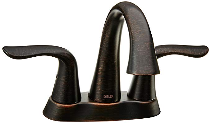 Delta 2538-RBTP-DST Lahara Two Lever Handle Centerset Bathroom Faucet with 50/50 Pop-Up Drain, Venetian Bronze