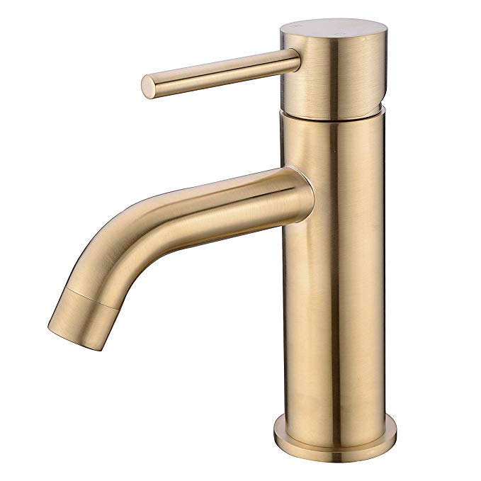 TRUSTMI Brass Single Lever Single Hole Bathroom Basin Sink Faucet,Brushed Gold